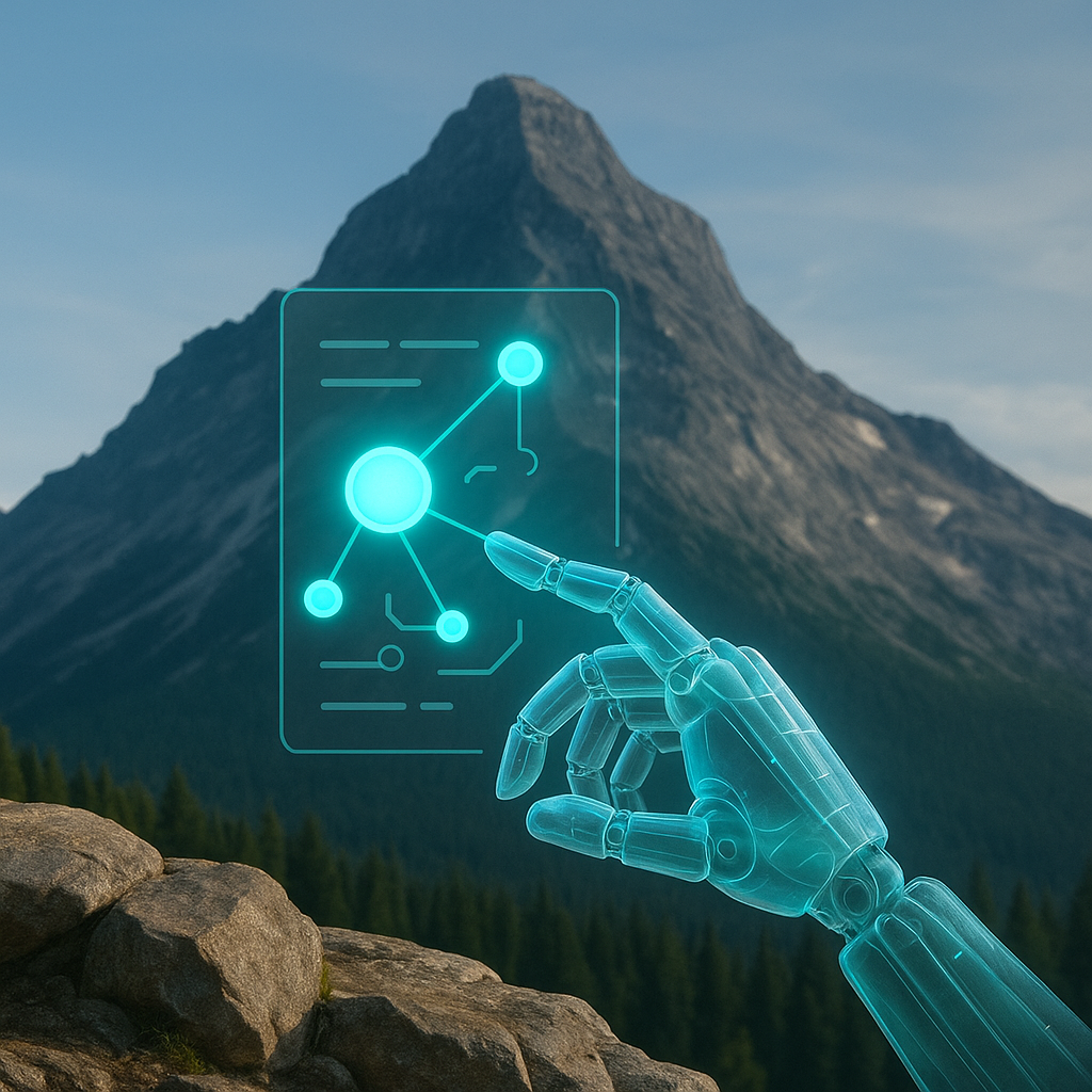 Futuristic Hand Meets Nature's Majesty