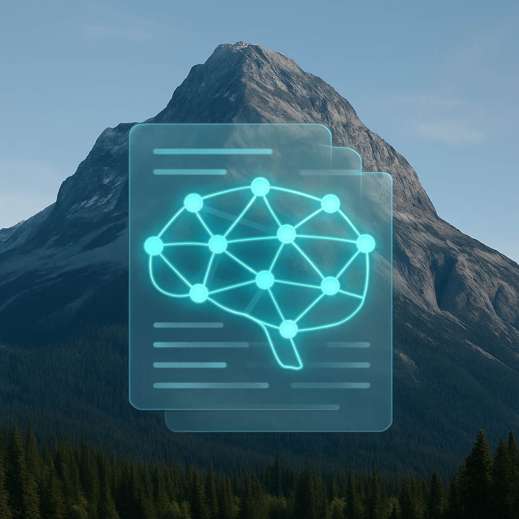 Mountain Landscape with Digital Network Overlay